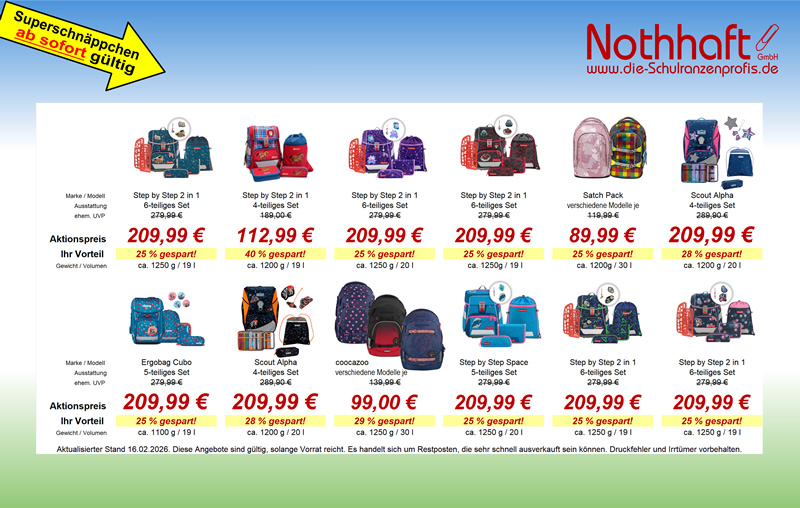 2026 Schnäppchen Schulranzen Angebot