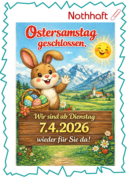 2026 Ostersamstag geschlossen